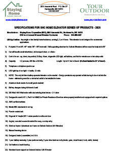 Staying Home | Residential Elevators Spec Sheet